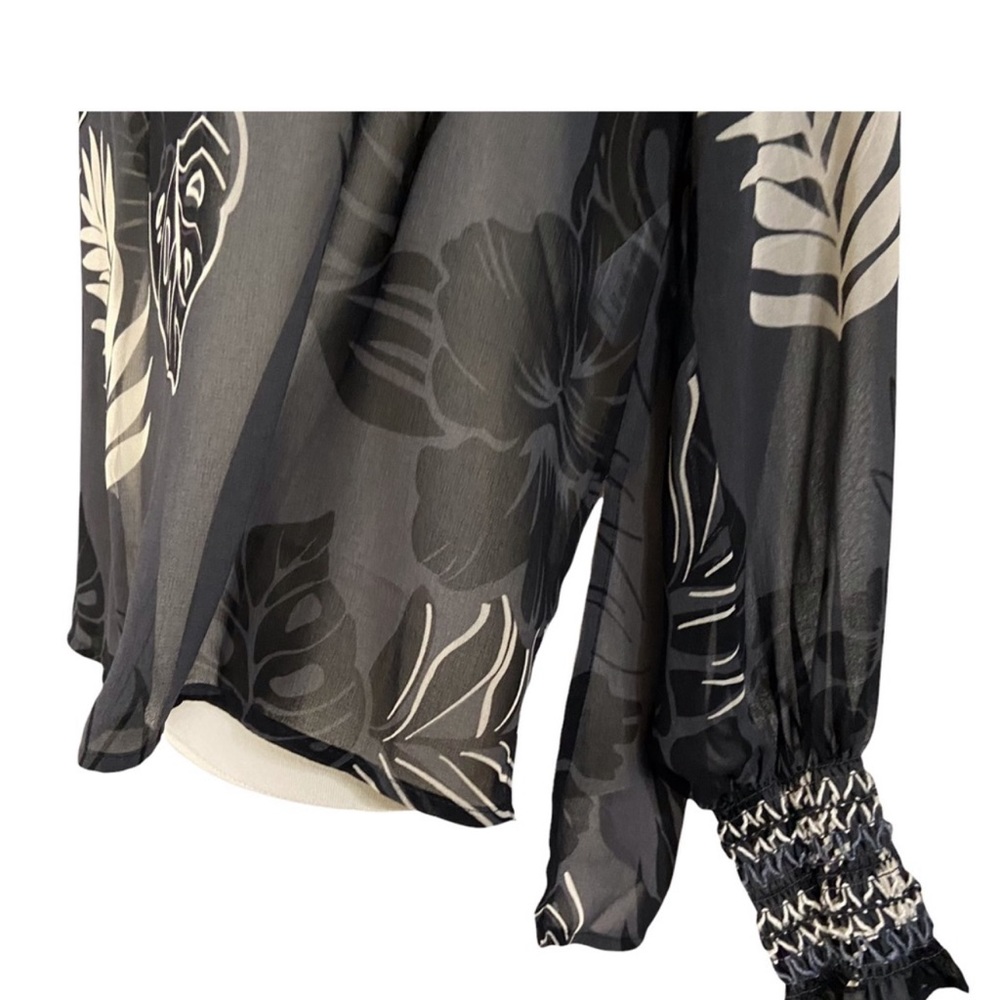 CAbi 5597 Aloha Blouse Sheer Floral Peasant XL - Picture 6 of 8